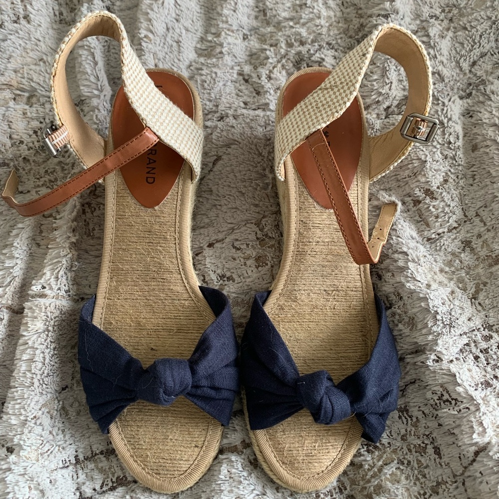 Lucky Brand Navy Blue Wedge Espadrilles size 9